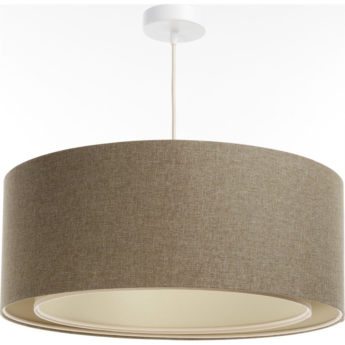 Suspension ronde en tissu style boho pour salon ou chambre beige crème tissu structuré, BPS KONCEPT