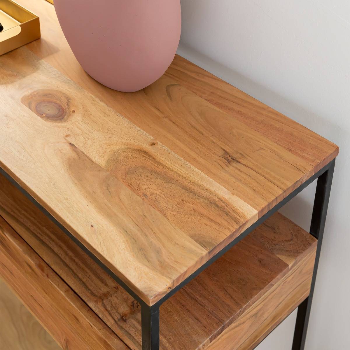 Console en bois d'acacia ETIENNE bois clair, MADE IN MEUBLES 