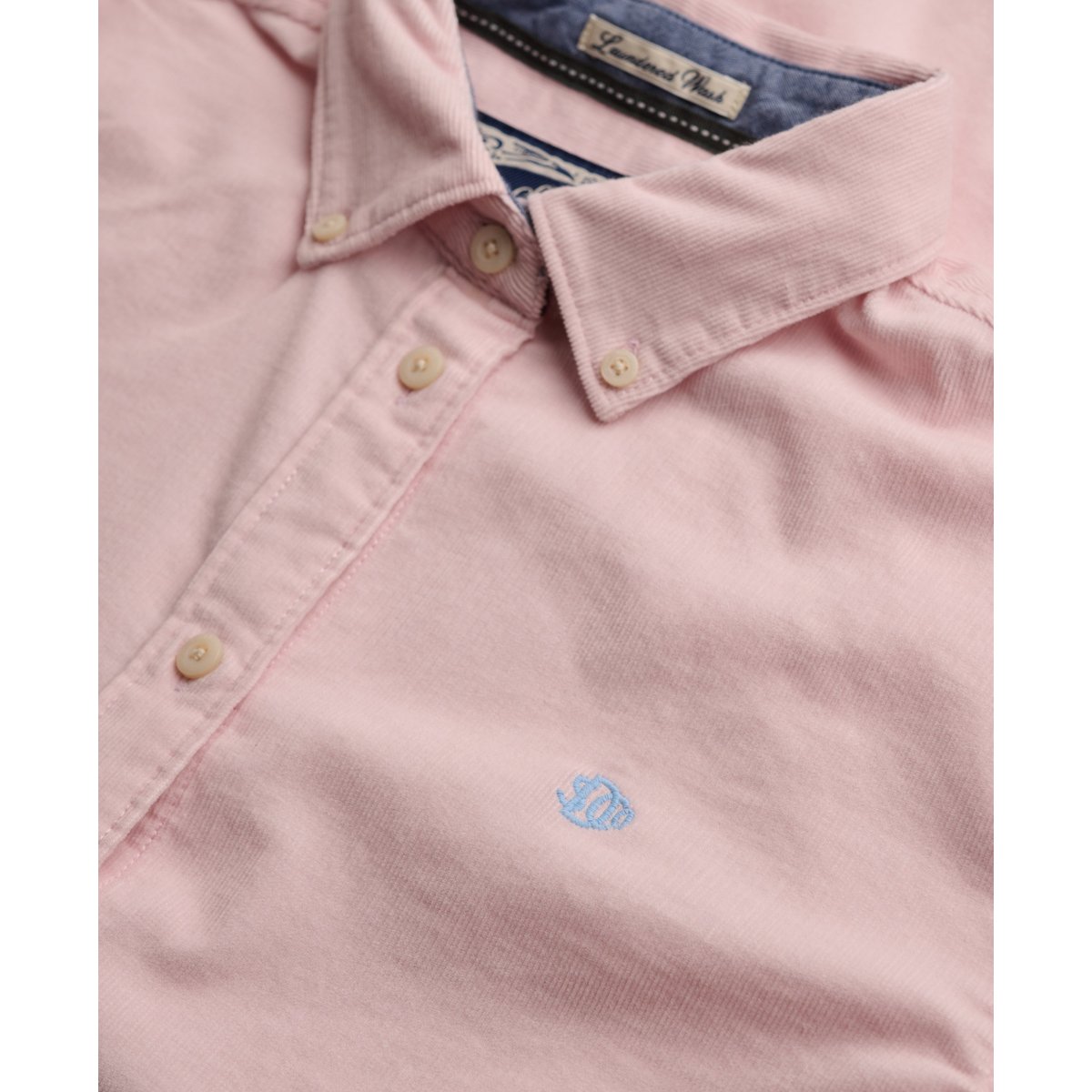 Chemise à manches longues en velours côtelé rose craie, SUPERDRY