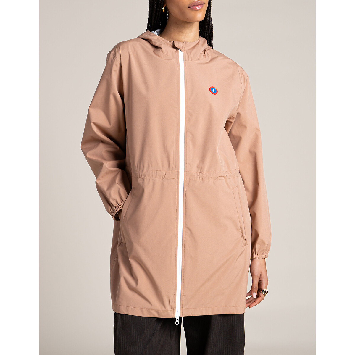 Coupe-vent unisexe mi-long zippé à capuche, AMELOT cannelle, FLOTTE