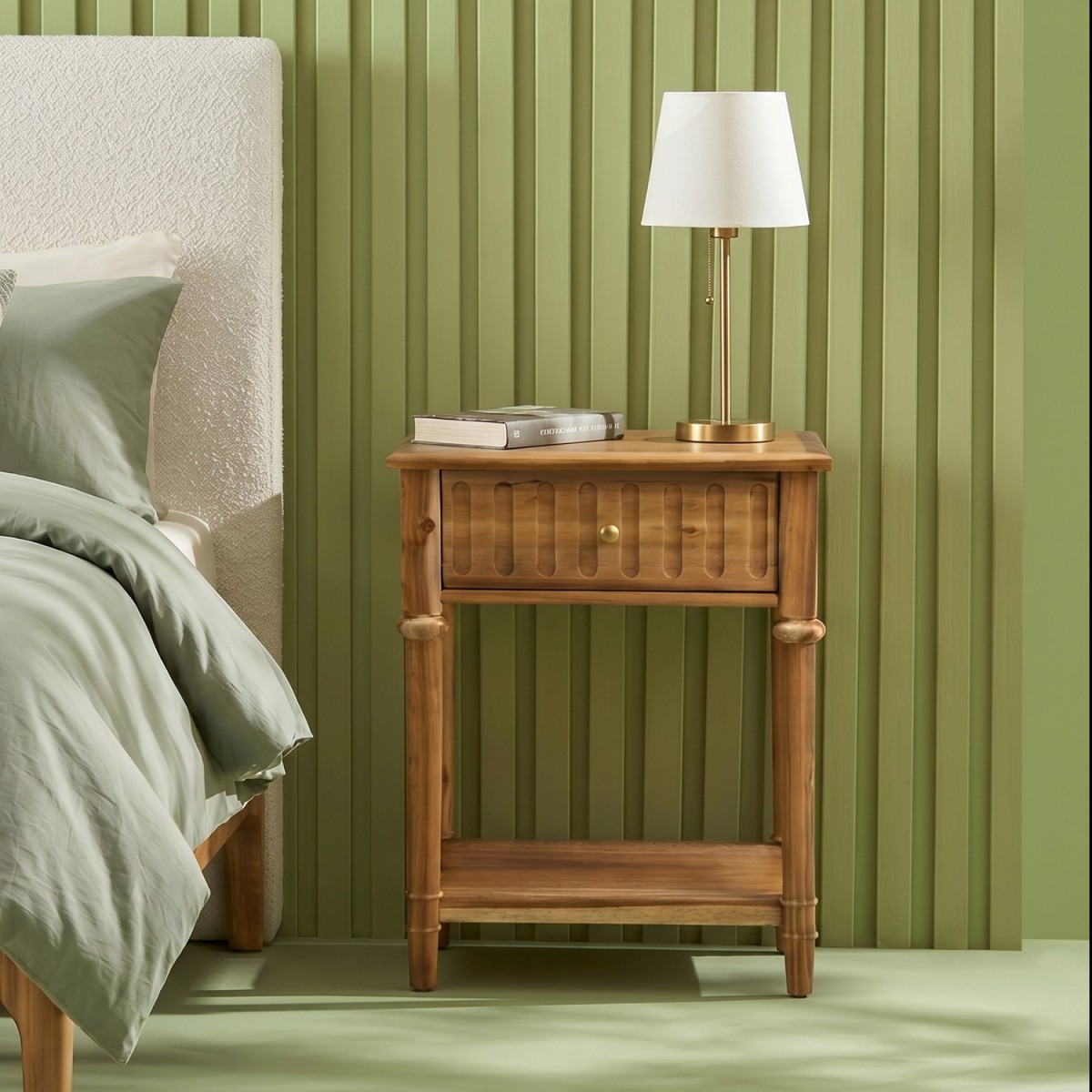 Chevet 1 tiroir bois massif vieilli - GEORGES bois foncé, SIGNATURE