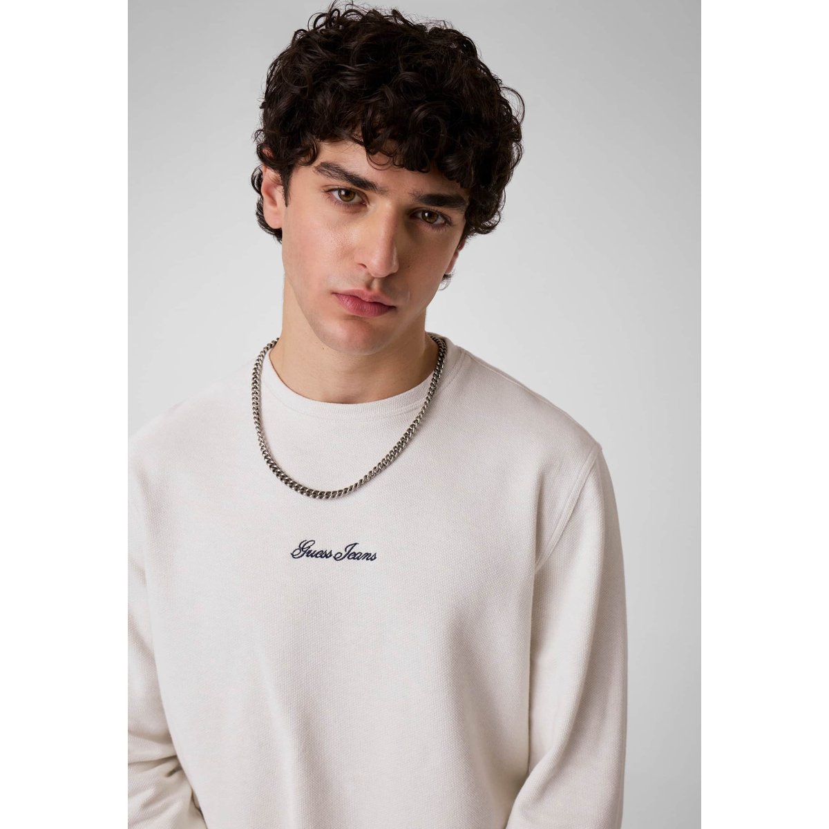 T-Shirt À Manches Longues Avec Logo blanc, GUESS