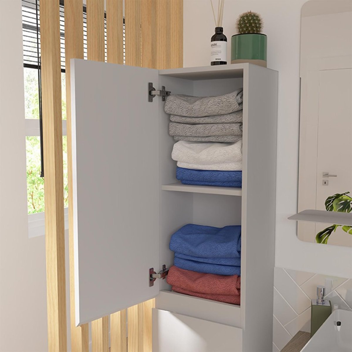 Ensemble meuble double vasque suspendu avec colonne 120cm SORRENTO blanc brillant, MOB IN