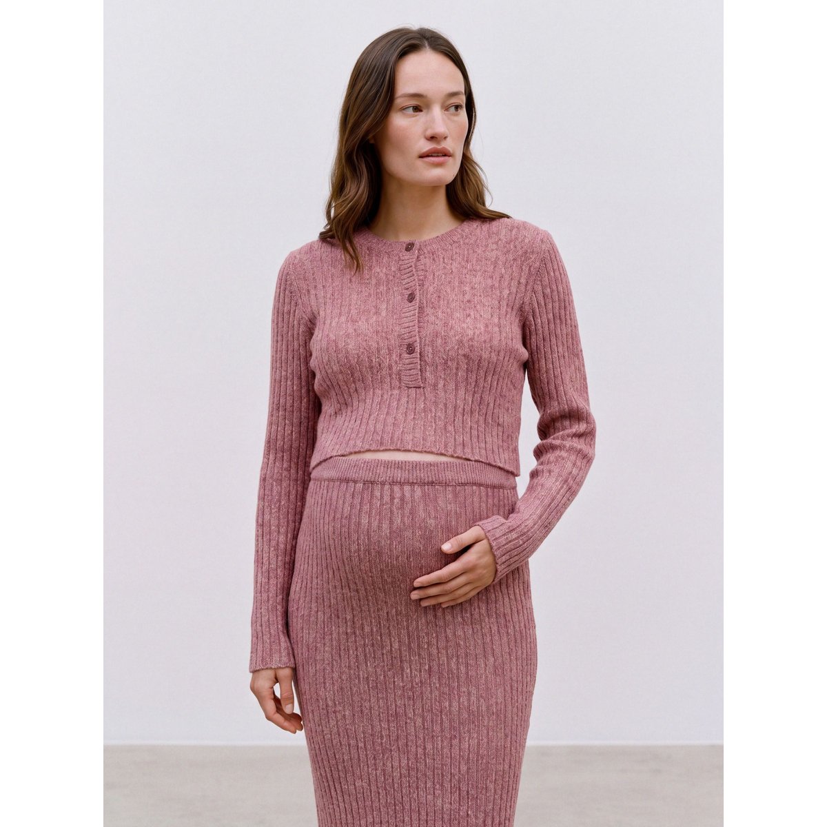 Pull En Maille rose taupe, MAMA LICIOUS