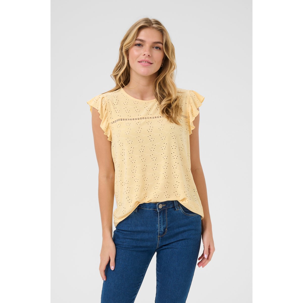 Blouse sans manches jaune straw cc, KAFFE