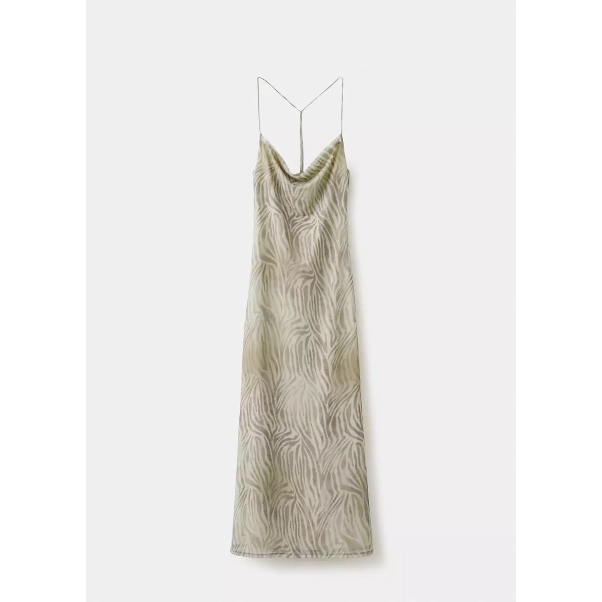 Robe drapé imprimé zèbre gris clair/pastel, MANGO