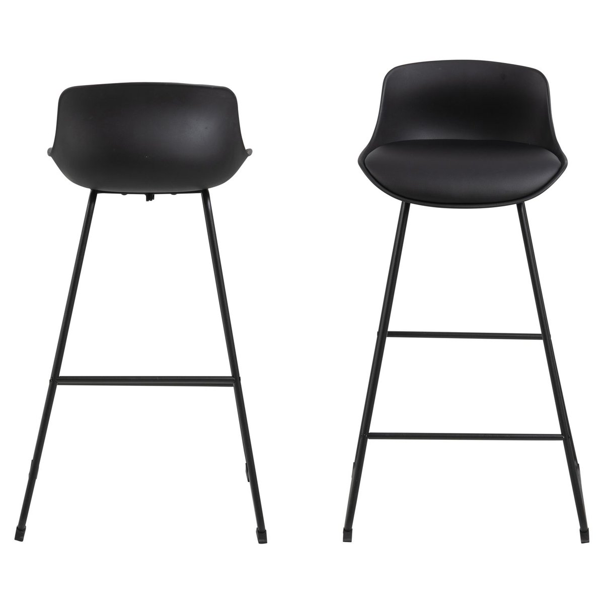 Lot de 2 tabourets de bar avec repose pieds TINA noir, TOILINUX