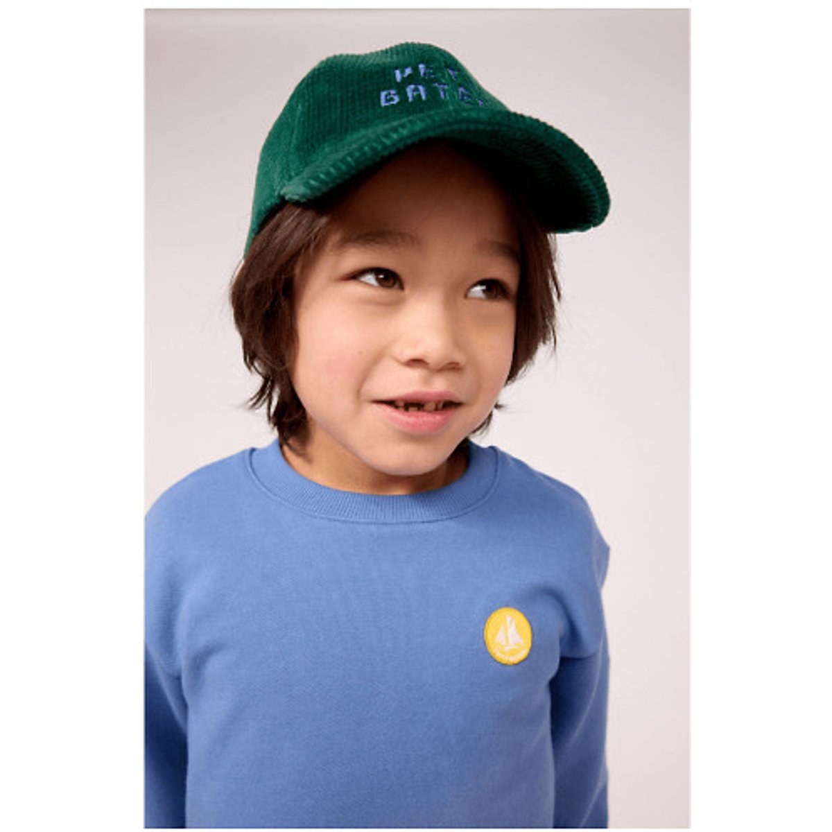 Plain Cotton Sweatshirt blue, PETIT BATEAU
