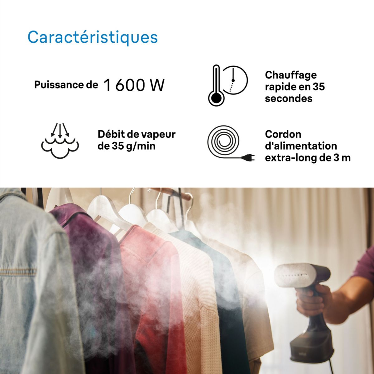 Défroisseur vapeur vapeur QuickStyle 7 GS7077BK couleur unique, BRAUN
