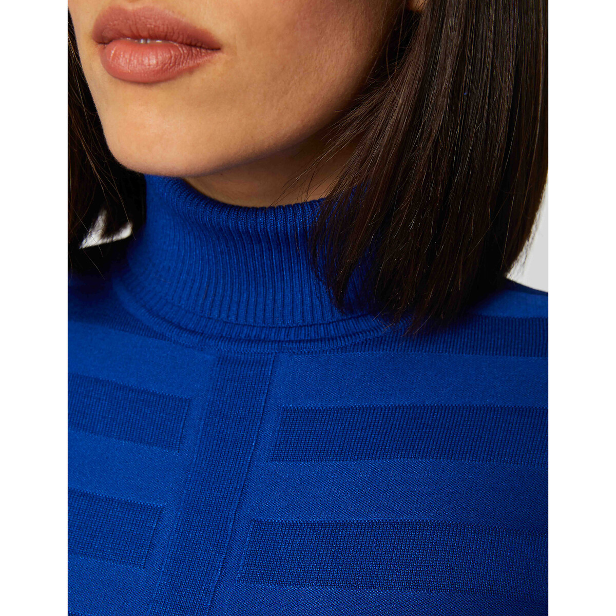 Pull col roulé fine maille bleu roi, MORGAN