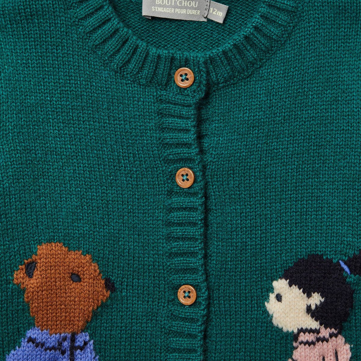 Cardigan tricot brodé sage, BOUT'CHOU
