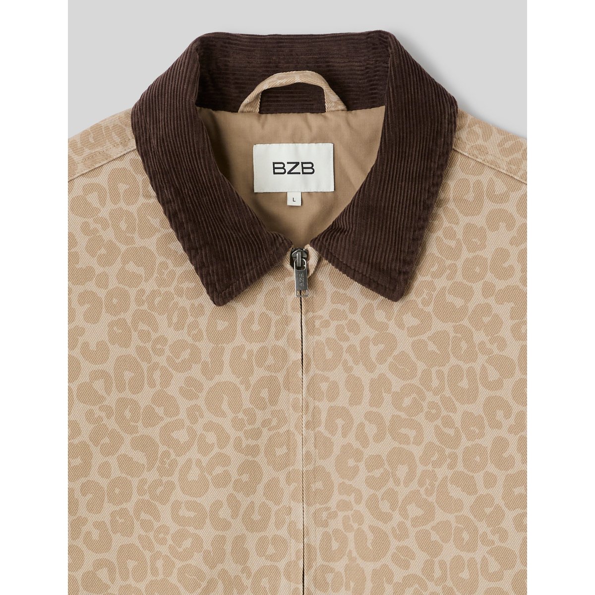 Veste zippée imprimée marron, BZB