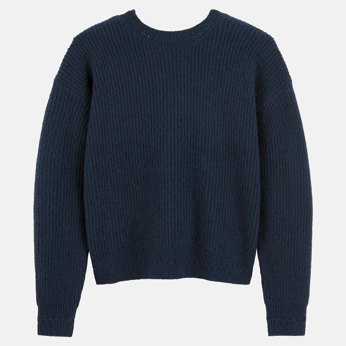 Pull réversible col rond col V bleu marine, LA REDOUTE COLLECTIONS