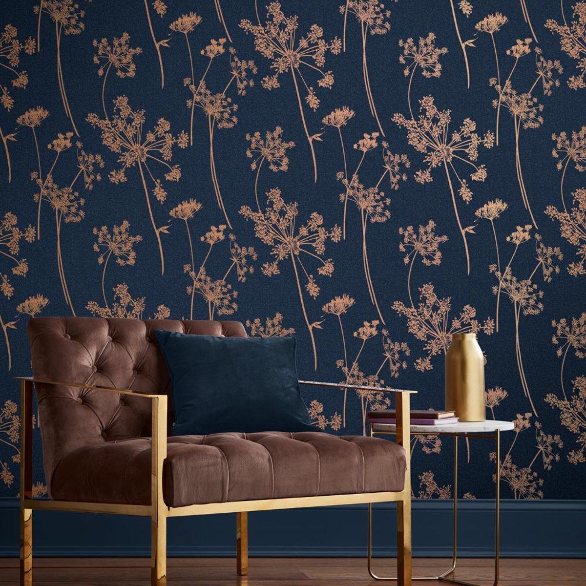 Papier peint Anthriscus Dusk bleu, GRAHAM ET BROWN