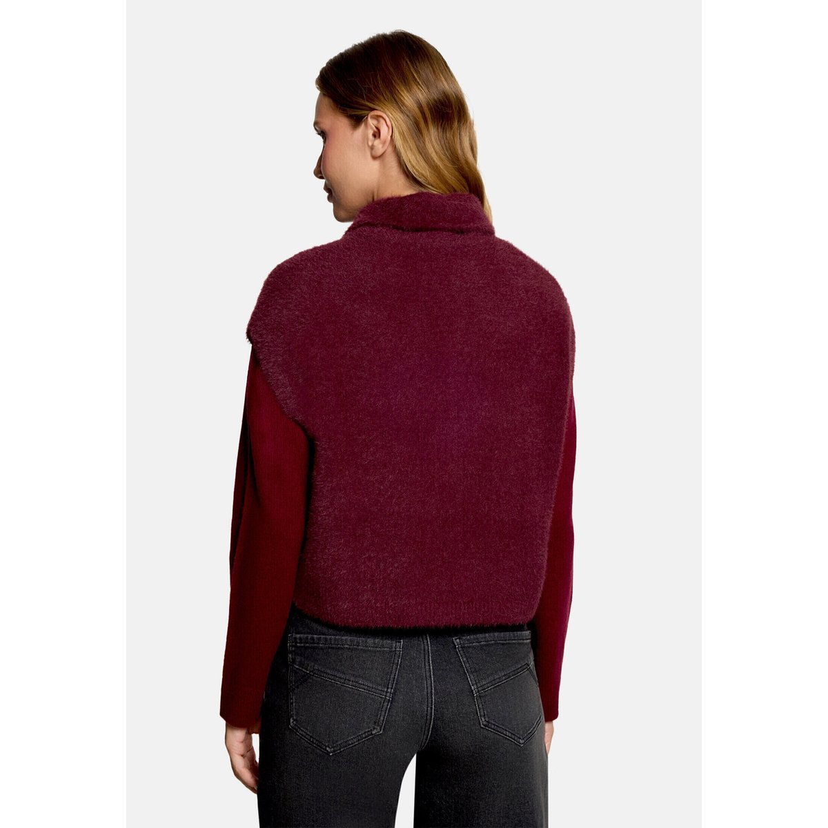 Veste sans manches en maille à fermeture zippée fall burgundy, BETTY & CO