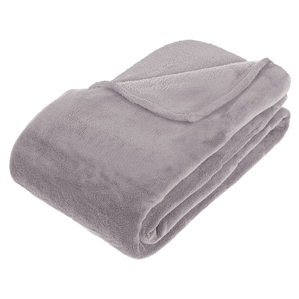 Plaid microfibre uni KIESA gris, ATMOSPHERA