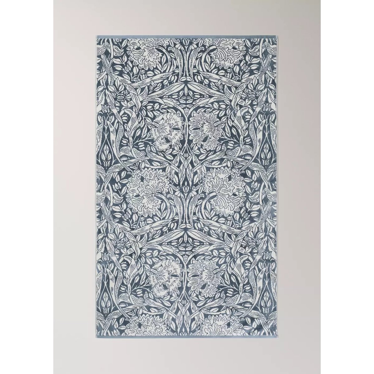 Drap de bain coton bouclette jacquard fleuri bleu indigo, MANGO HOME
