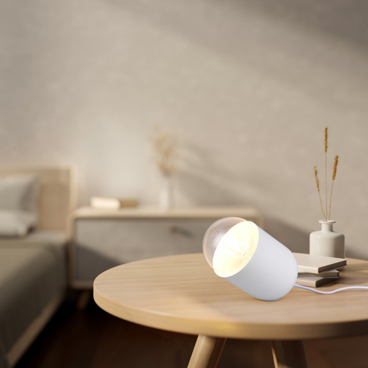 Lampe design en métal, NARA blanc, BOITE A DESIGN