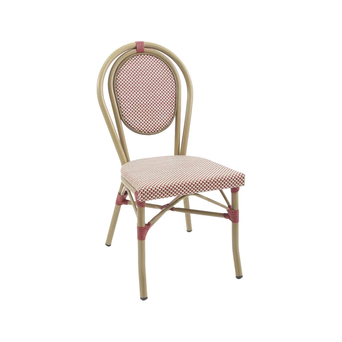 Chaise de terrasse bistrot en textile et aluminium rouge et beige (lot de 2) OPERA rouge, SWEEEK