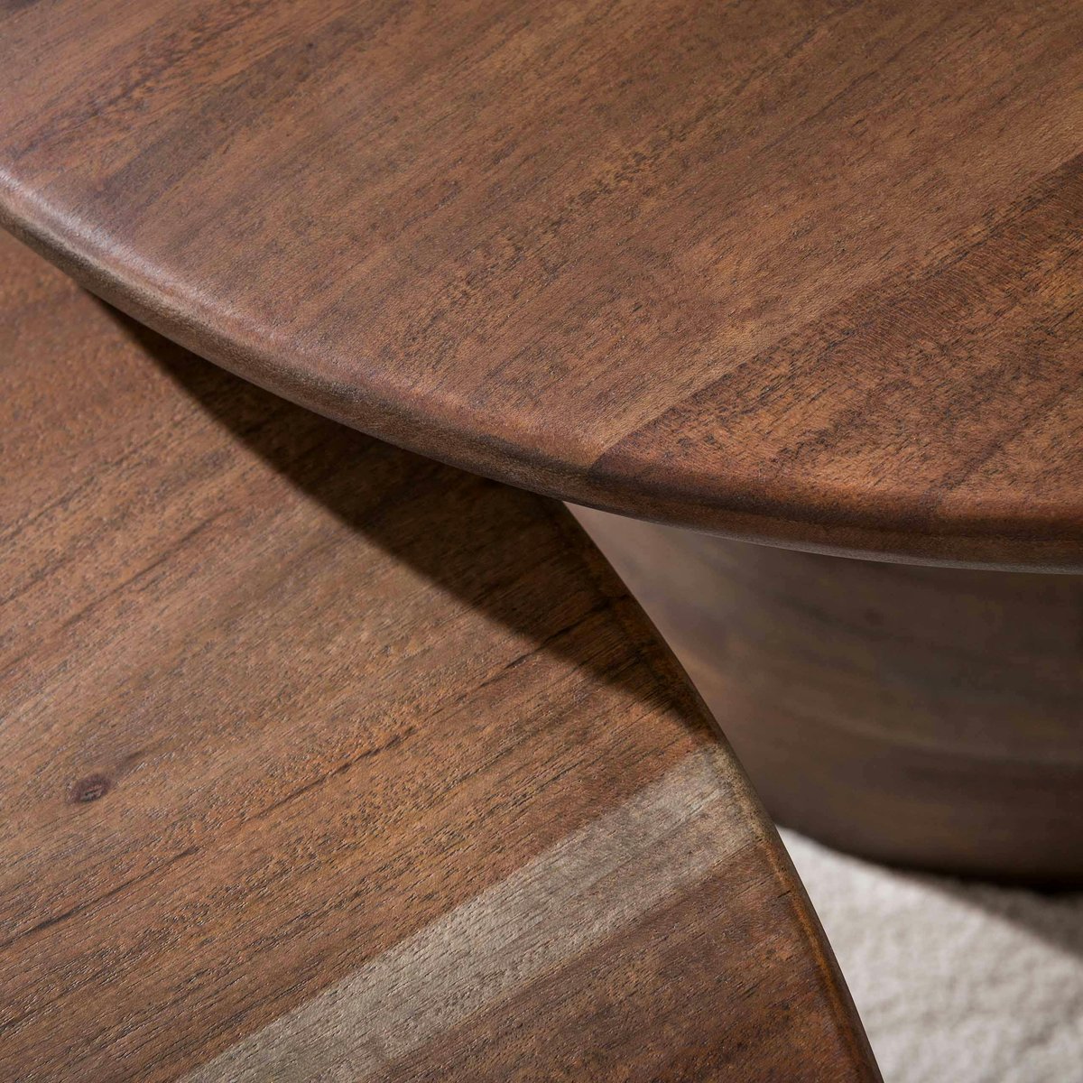 Table gigogne ronde en bois d'acacia brun (x2) NAKO marron, PIER IMPORT