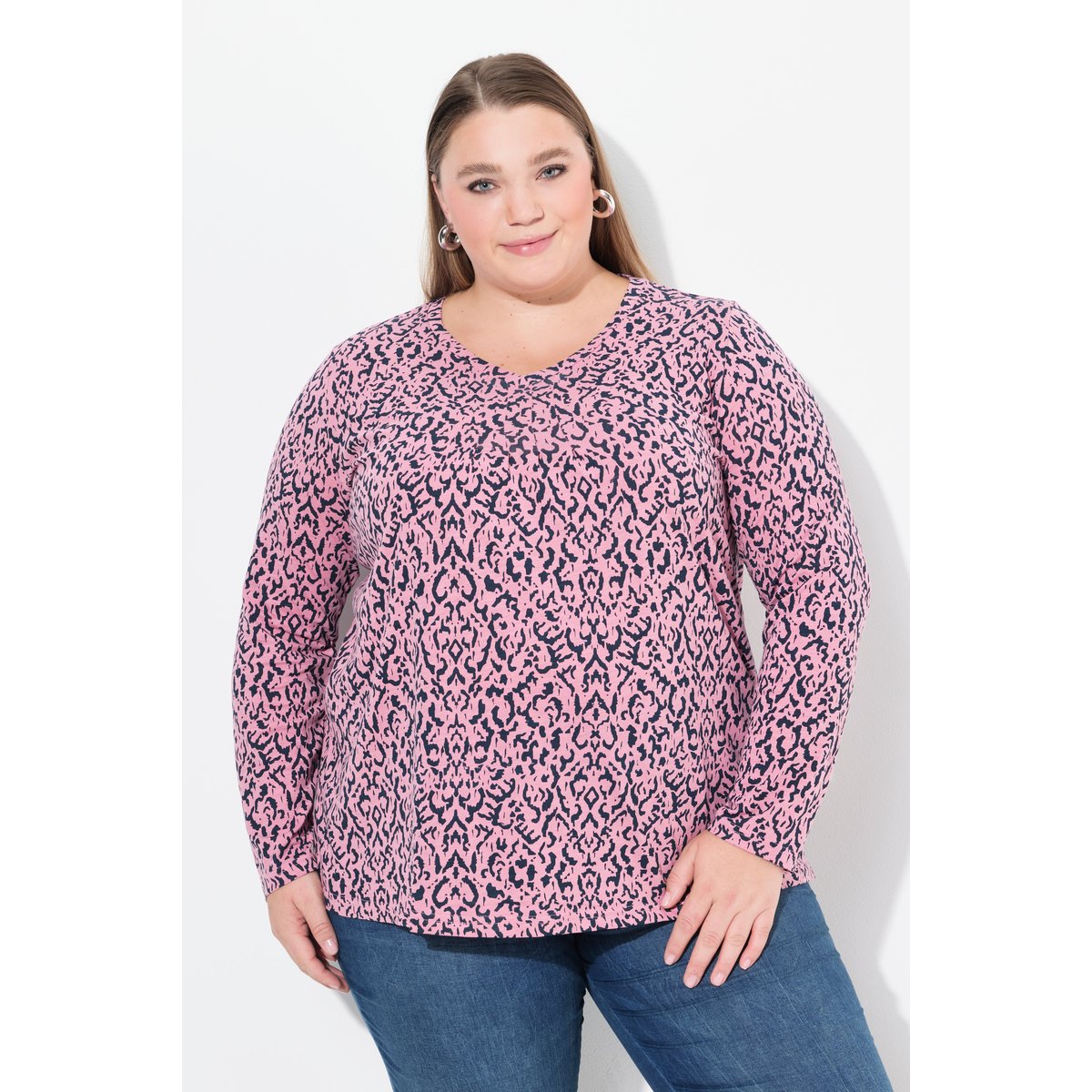 T-shirt avec plis fantaisie framboise, ULLA POPKEN