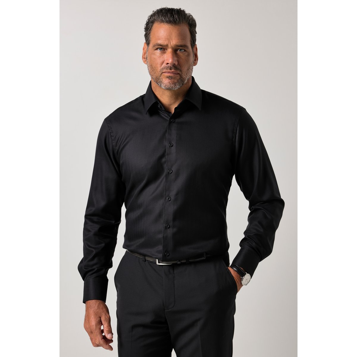 Chemise à carreaux, style professionnel noir, JP1880