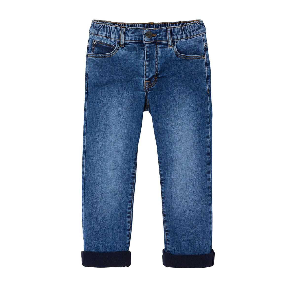 Jean denim doublé maille polaire stone, VERTBAUDET
