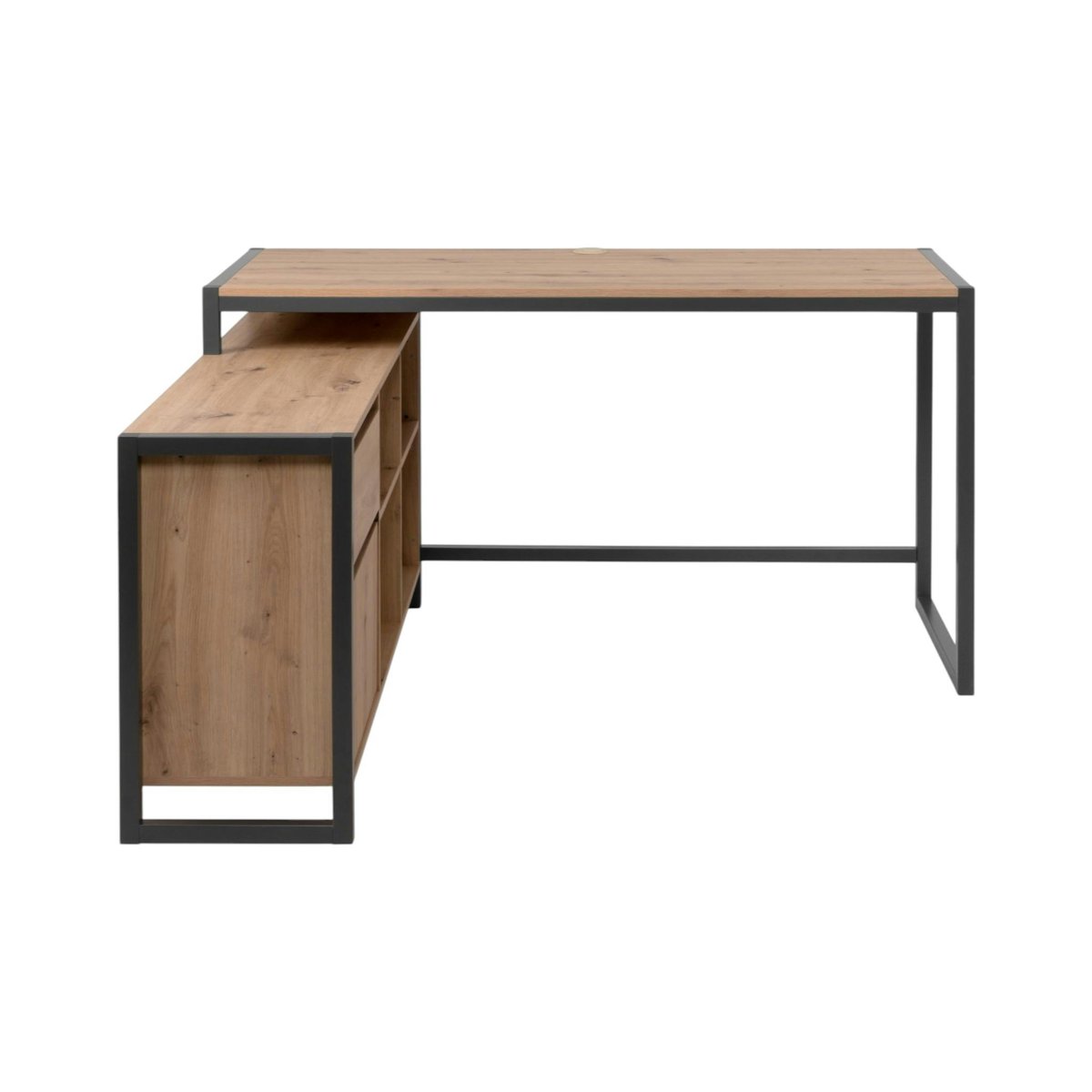 Bureau d'angle avec bloc rangement ALVA chêne, PIER IMPORT