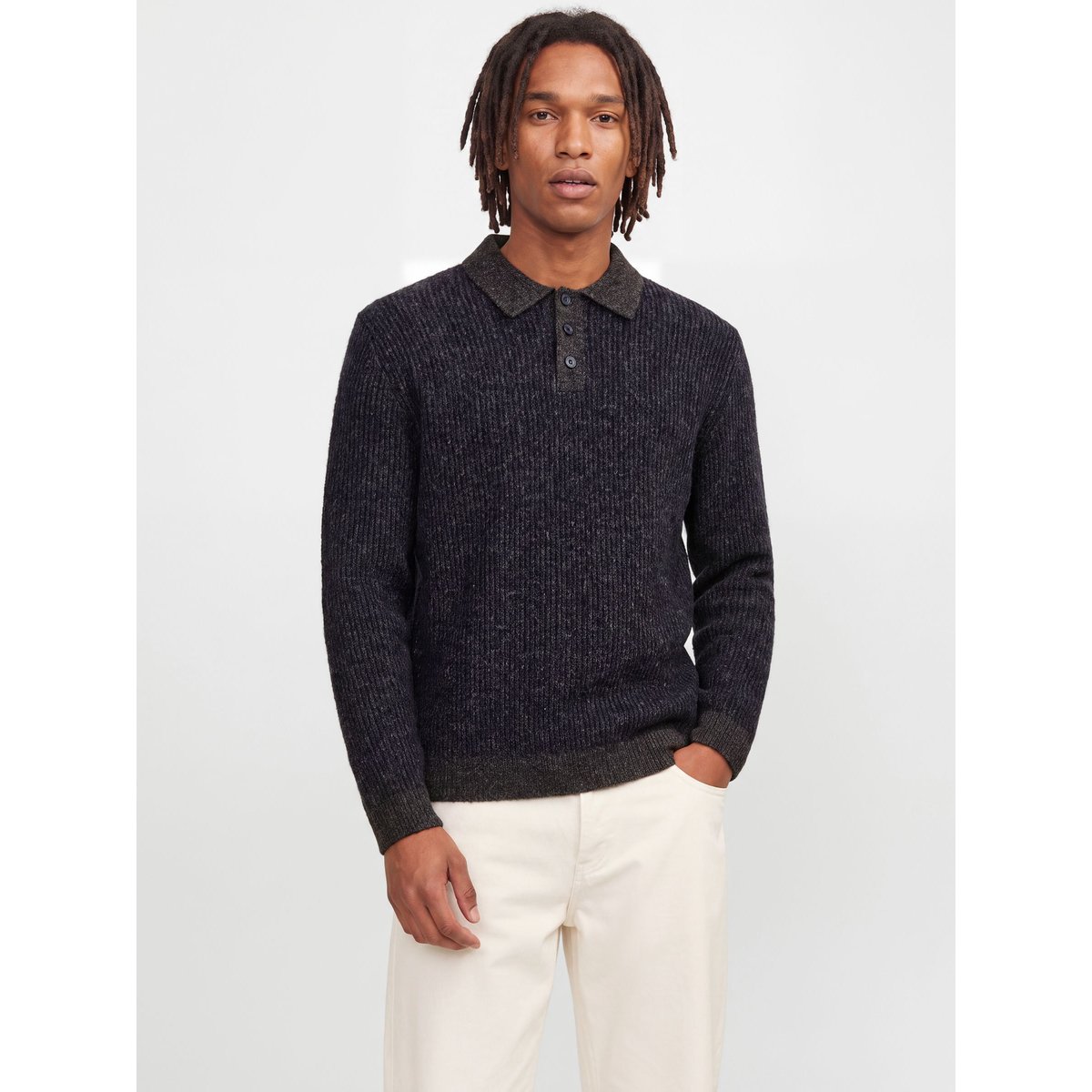 Polo Tricoté grise - medium grey melange 1, JACK & JONES
