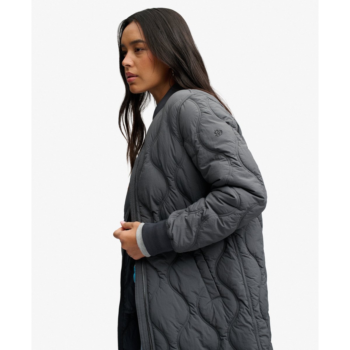 Veste Matelassée Longue ébène, SUPERDRY