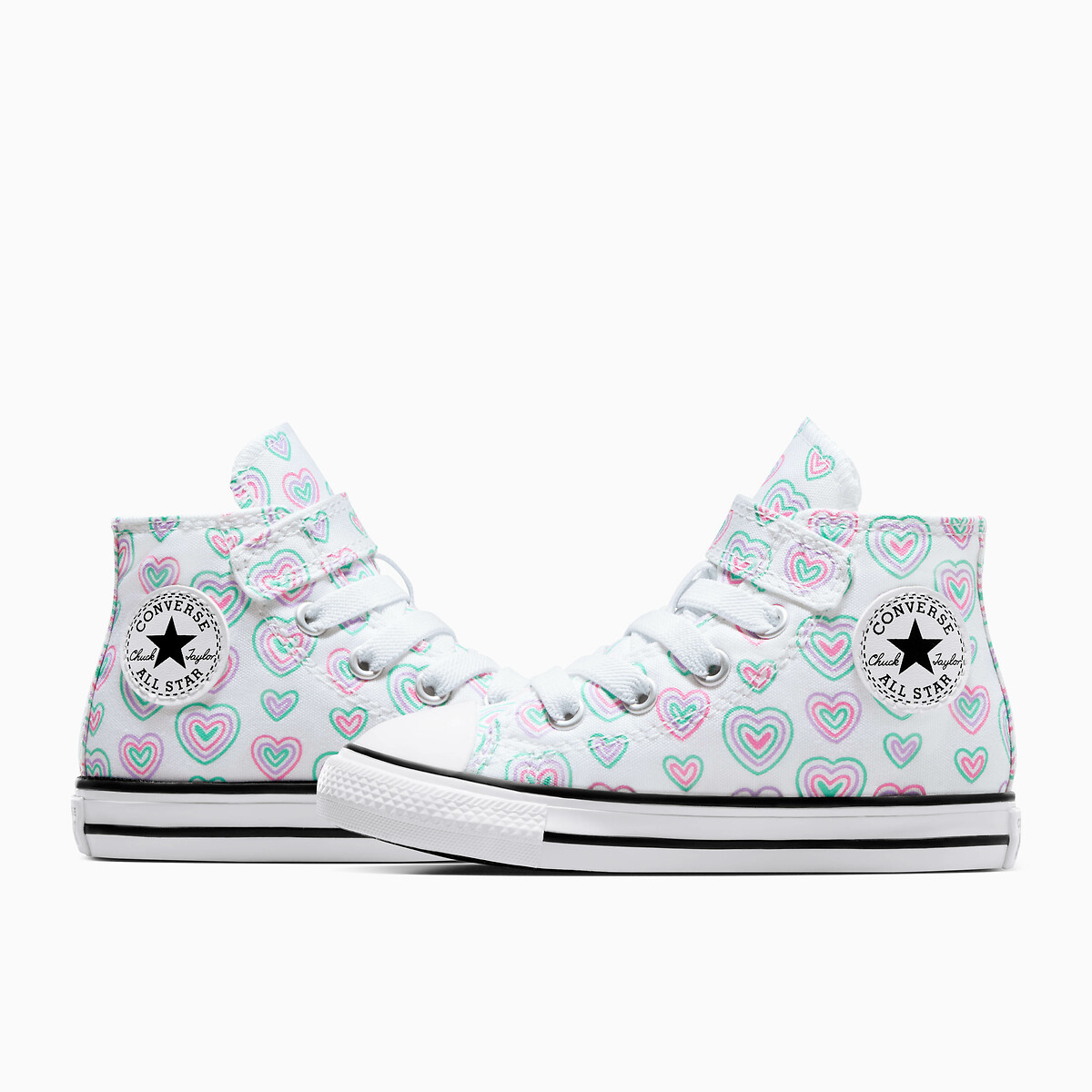 Kids' All Star 1V Hi Happy Hearts High Top Trainers heart print, CONVERSE