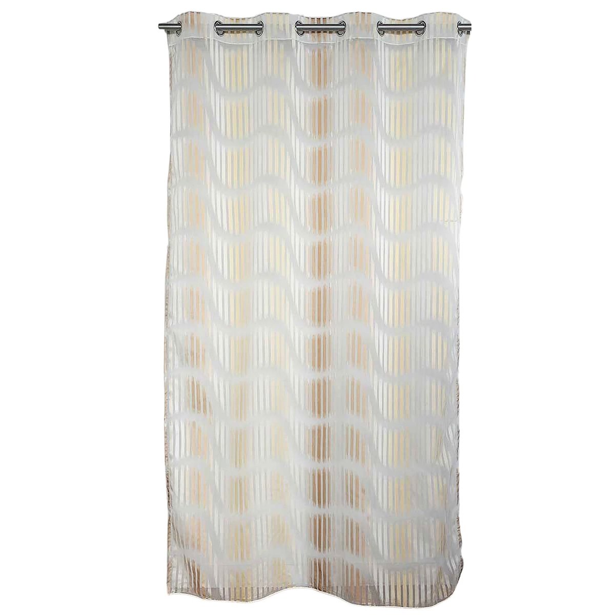 Voilage tamisant en jacquard à rayures verticales ondulées ivoire, HOME MAISON