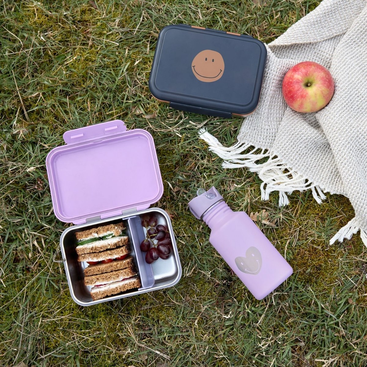 Gourde pour enfant inox Little Gang Coeur mauve, LASSIG