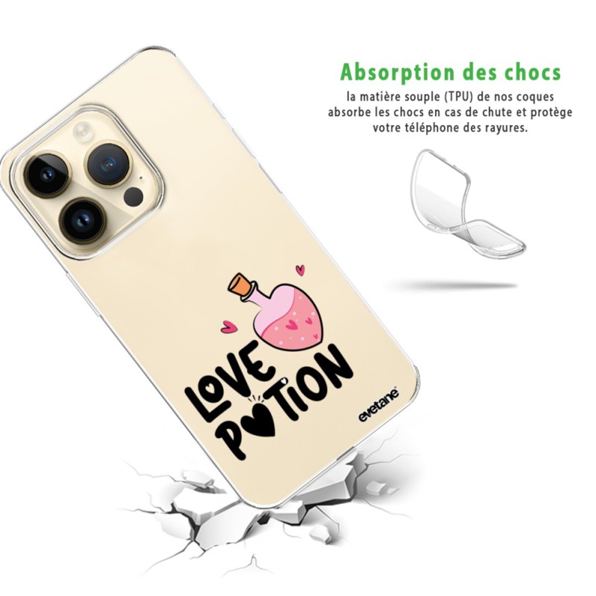 Coque 360 iPhone 14 Pro love potion, EVETANE