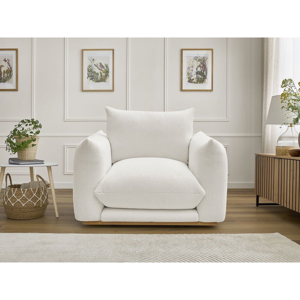 Fauteuil tissu bouclette, ERNEST blanc, BOBOCHIC