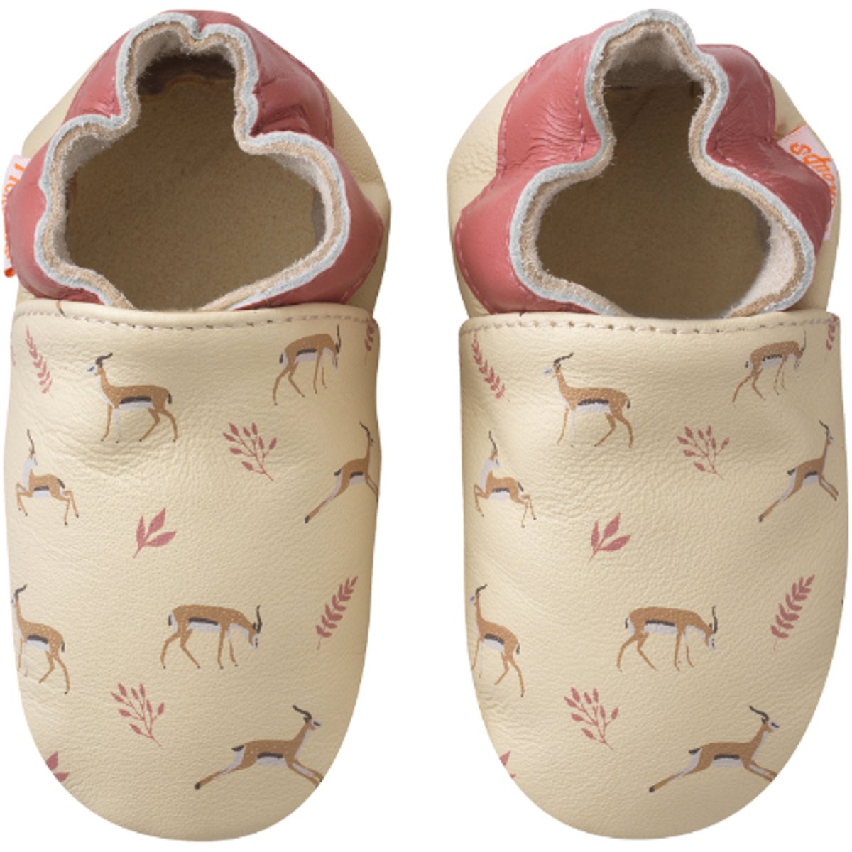 Chaussons bébé cuir souple Gaëlle les gazelles beige, TICHOUPS