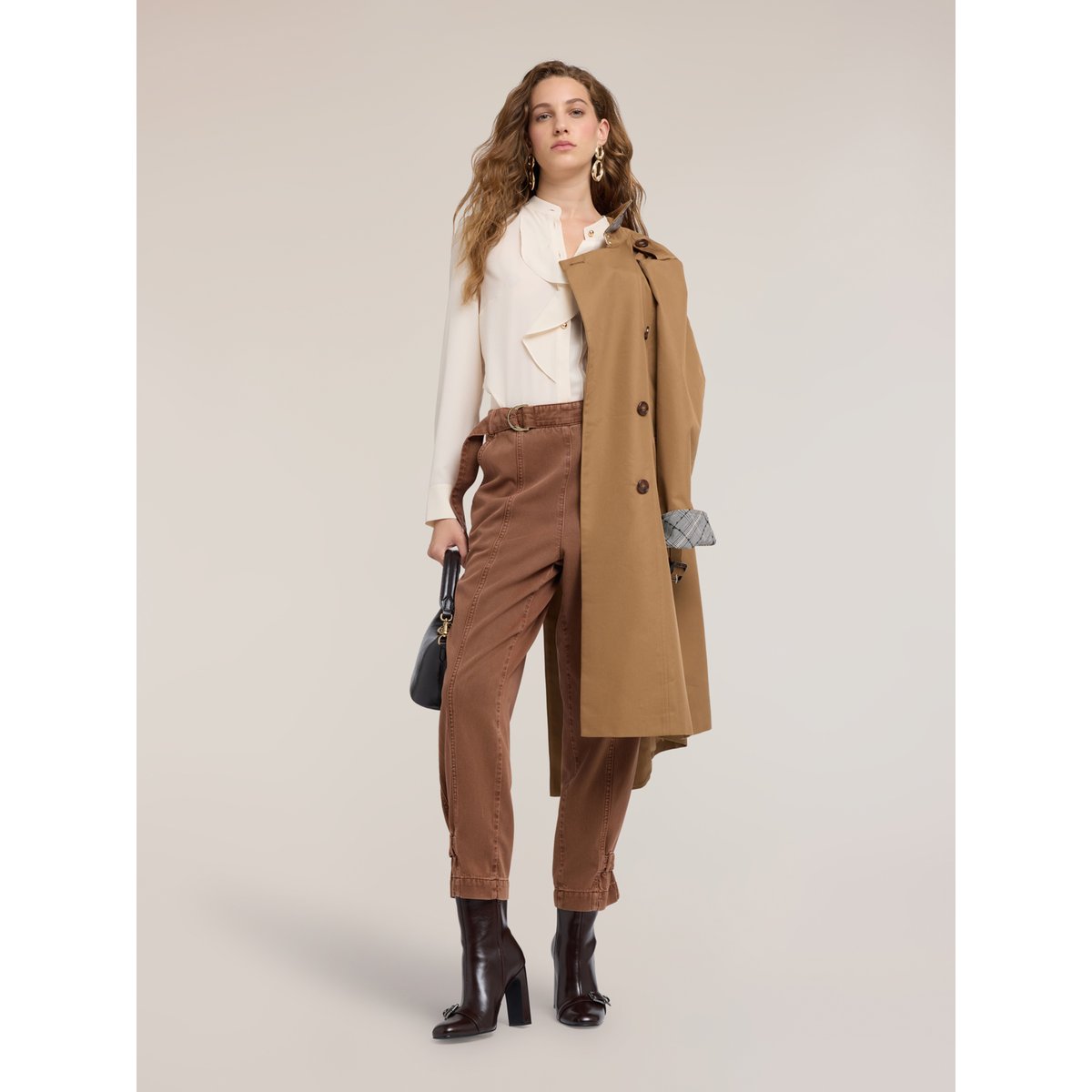 Pantalon carrot washed marron, MOTIVI