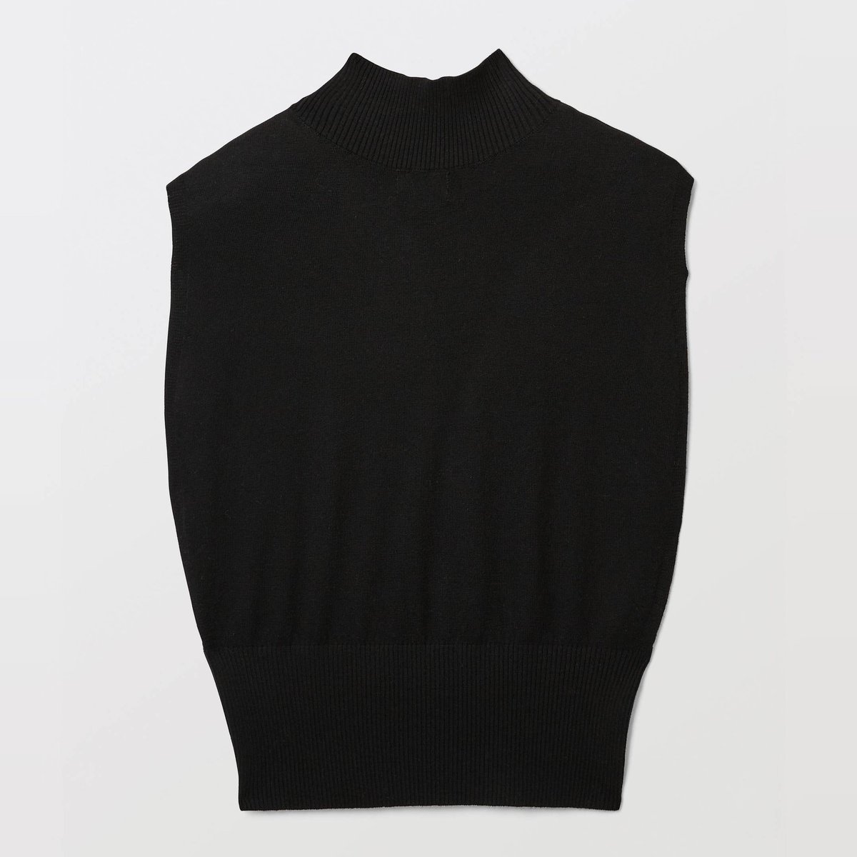 Pull sans manche à col montant noir, MONOPRIX