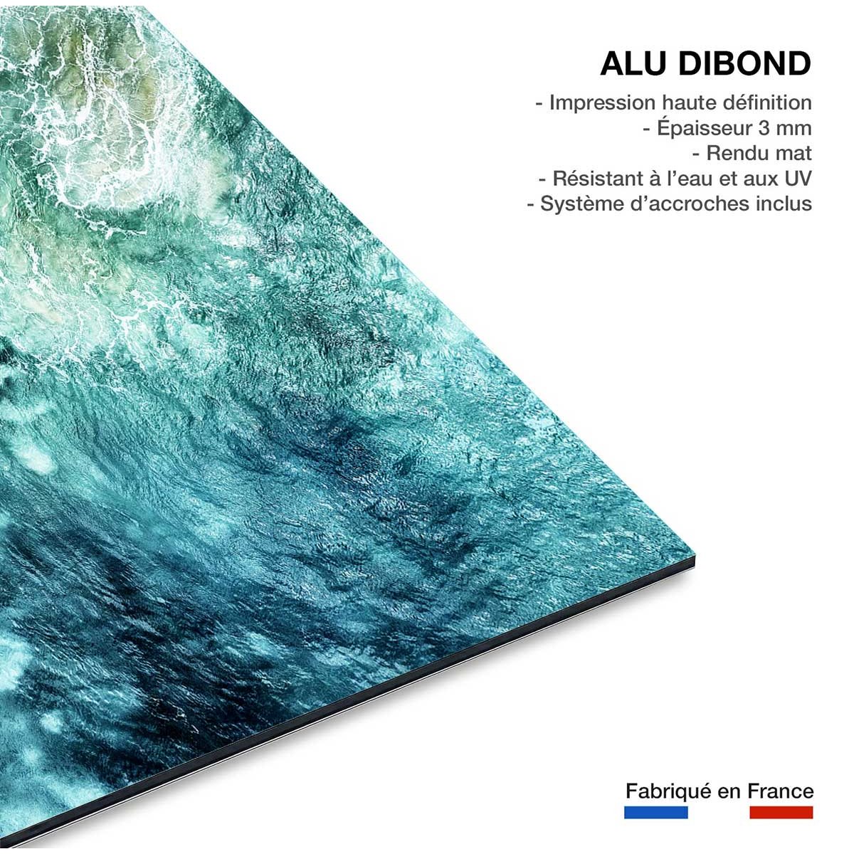 Tableau mer vague bleue tableau alu dibond, HEXOA