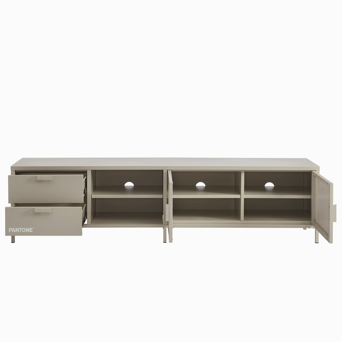 Meuble TV en acier 2 portes taupe, PANTONE