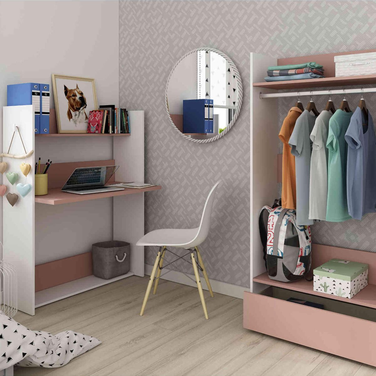 Bureau à paroi rose, TERRE DE NUIT
