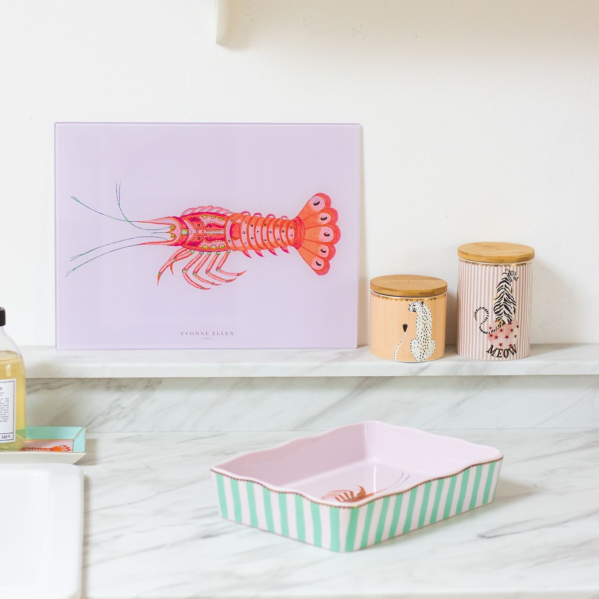 40cm Tempered Glass Lobster Worktop Saver multi-coloured, YVONNE ELLEN