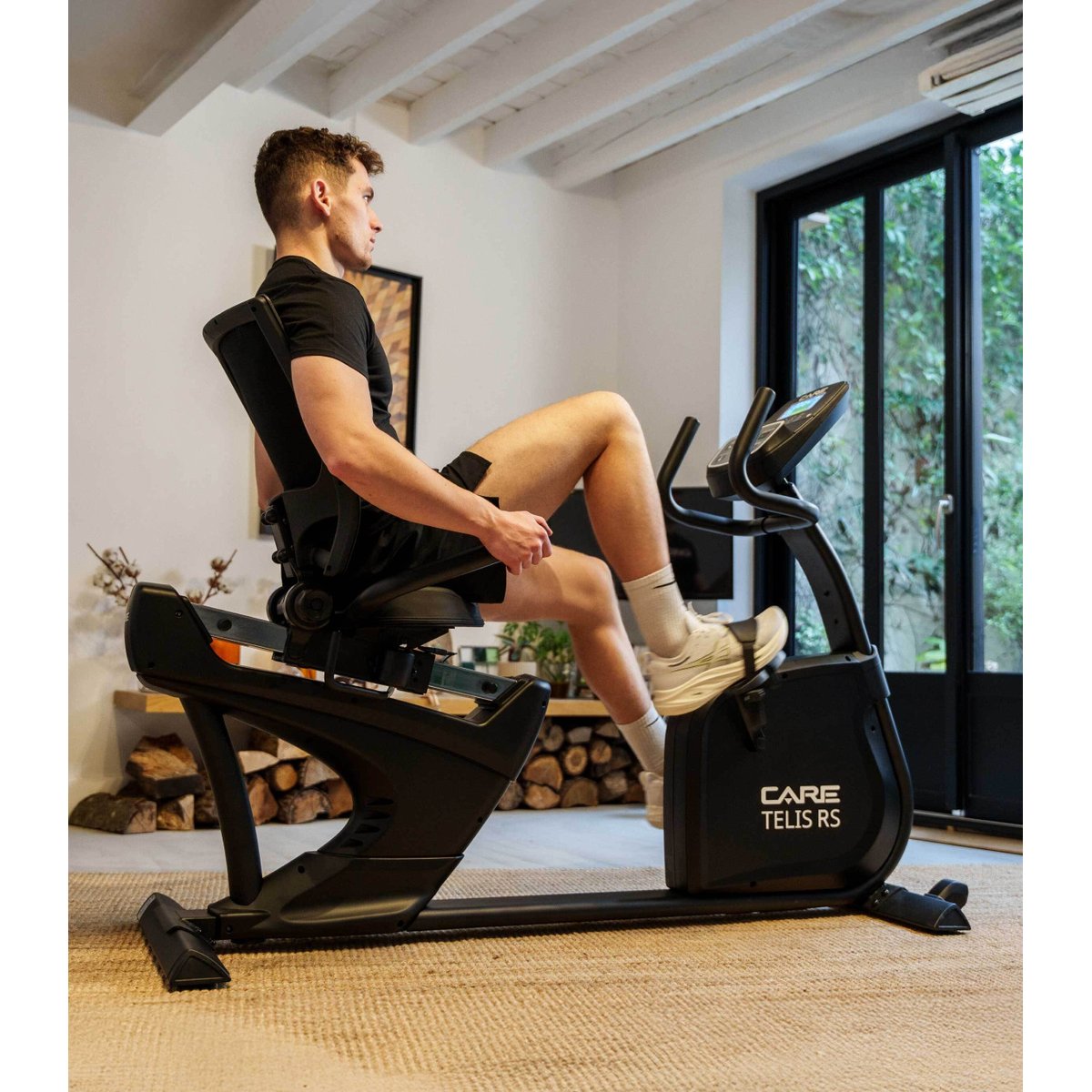 Vélo semi allongé auto-alimenté - TELIS RS - ergomètre connecté noir, CARE FITNESS