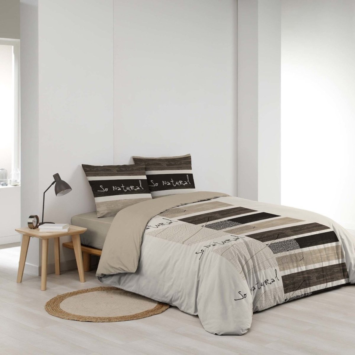 Housse de couette 260x240 + 2 taies SO NATURAL 100% coton beige, DECORATIE