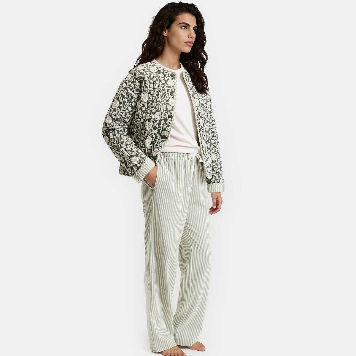 Casaco de interior reversível com padrão floral/listrado, Signature ELIZA estampado, LA REDOUTE COLLECTIONS