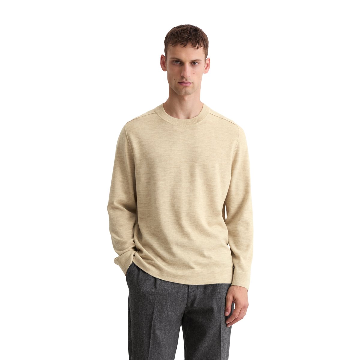 Pull-over regular en laine mérinos douce creme, MARC O'POLO