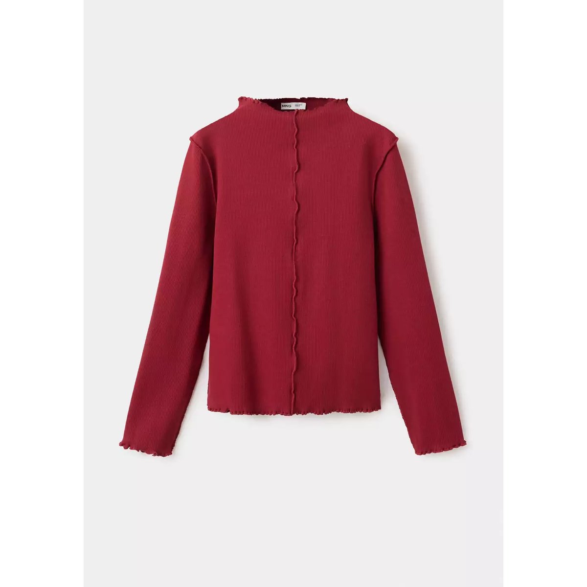 T-shirt côtelé coutures ondulées rouge, MANGO KIDS