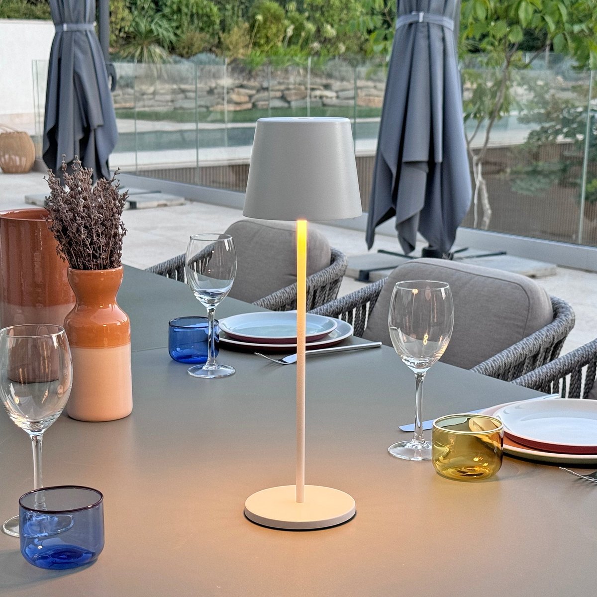 Lot de 6 Lampes de table avec socle 6x KELLY blanc, LUMISKY