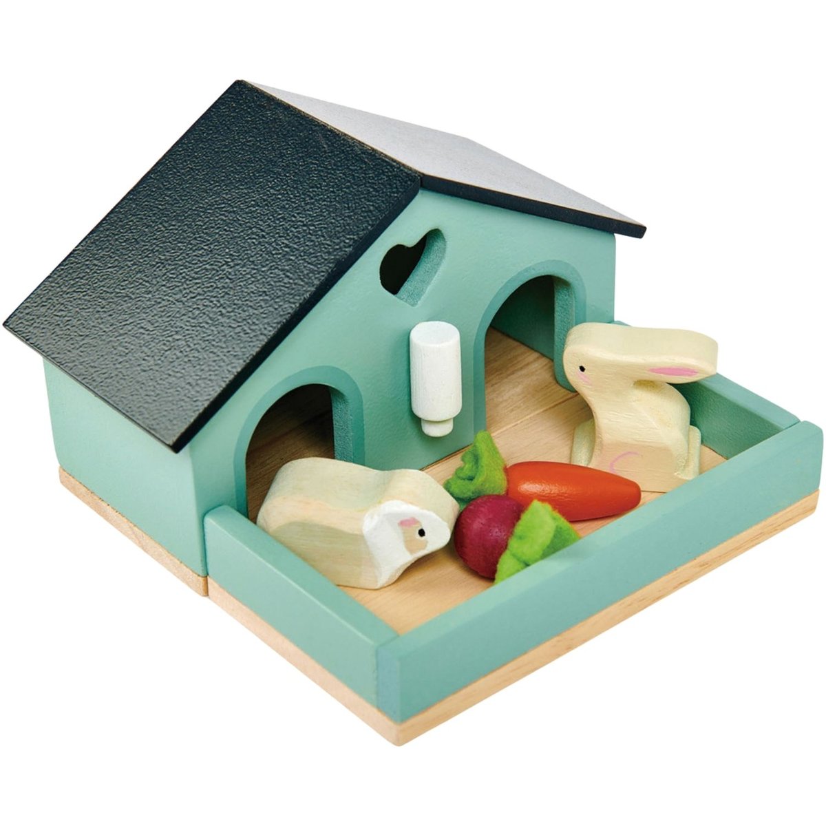 Set lapin et cochon d'inde + cabane multicolore, TENDER LEAF TOYS