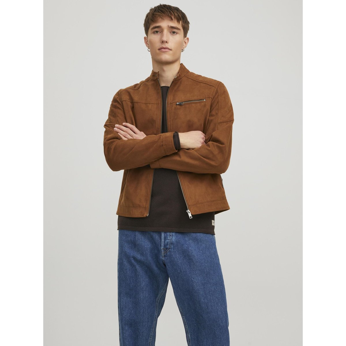 Blouson biker Jcorocky cognac, JACK & JONES